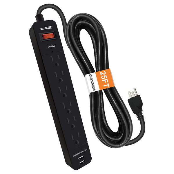 25FT 2USB SRG PT STRP BLK Main image